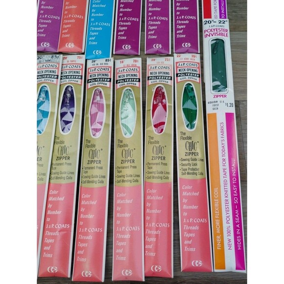NOS Vintage Sewing Zipper LOT of 35 J & P Coats Flex Knit - Picture 6 of 9